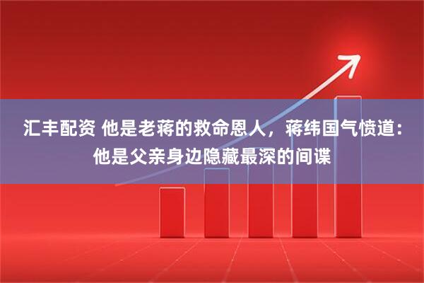 汇丰配资 他是老蒋的救命恩人，蒋纬国气愤道：他是父亲身边隐藏最深的间谍